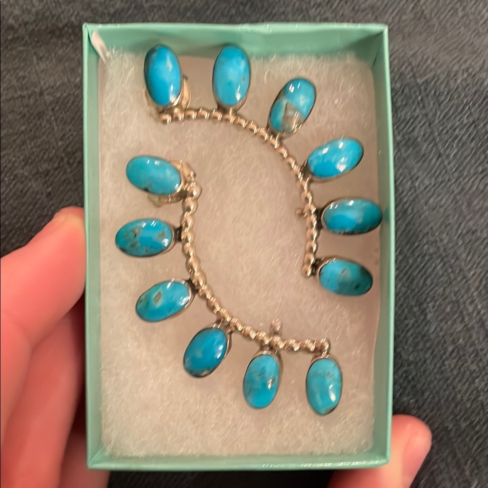 Turquoise Stone Silver Earrings